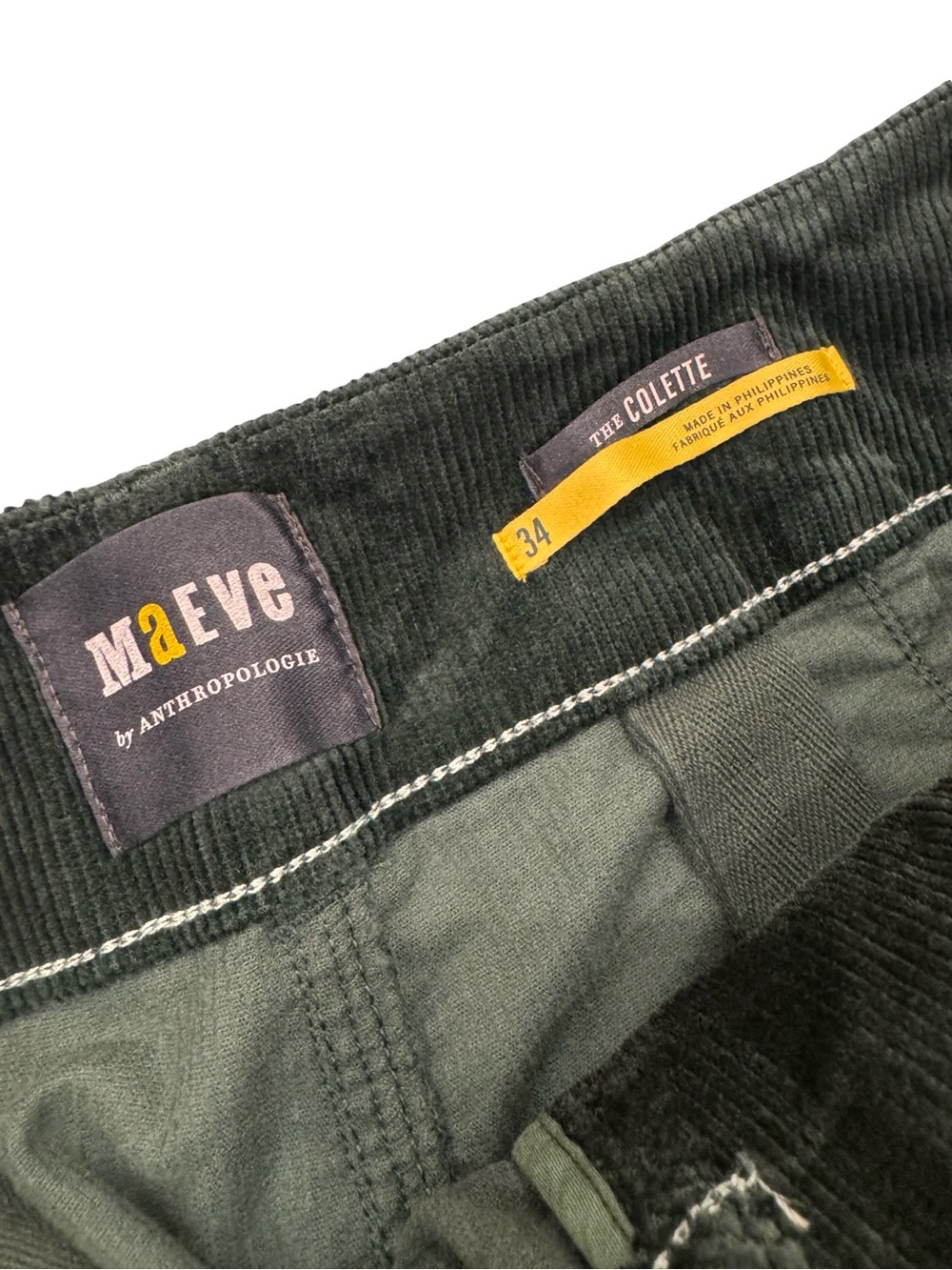 Anthropologie Green Corduroy Wide Leg Pants - Picture 6 of 15